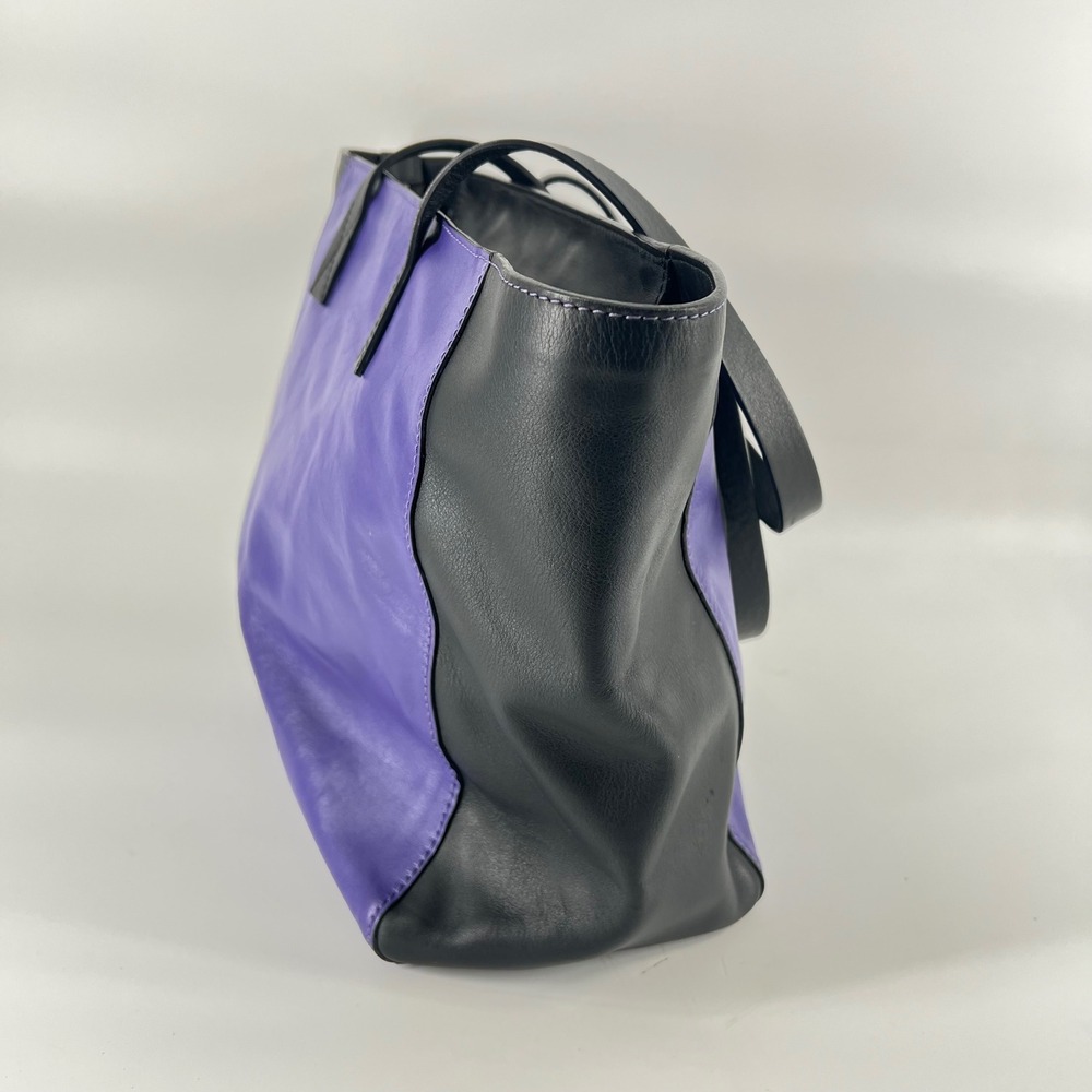 Kenzo Paris Purple and Black‎ K Logo Leather Tote Bag Shoulder Handbag Women's - Picture 2 of 14